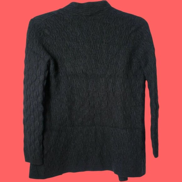 Garnet Hill Black Cable Knit 100%Cashmere Cardigan Sweater Womens Black Medium - Picture 10 of 13